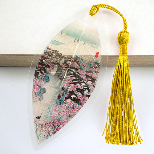 Jiangnan water town leaf vein bookmark Suzhou Shaoxing travel souvenir creative bookmark gift for colleagues and classmates