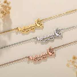 不锈钢天使精灵切割英文项链BABYGIRL字母锁骨链一件代发轻奢风