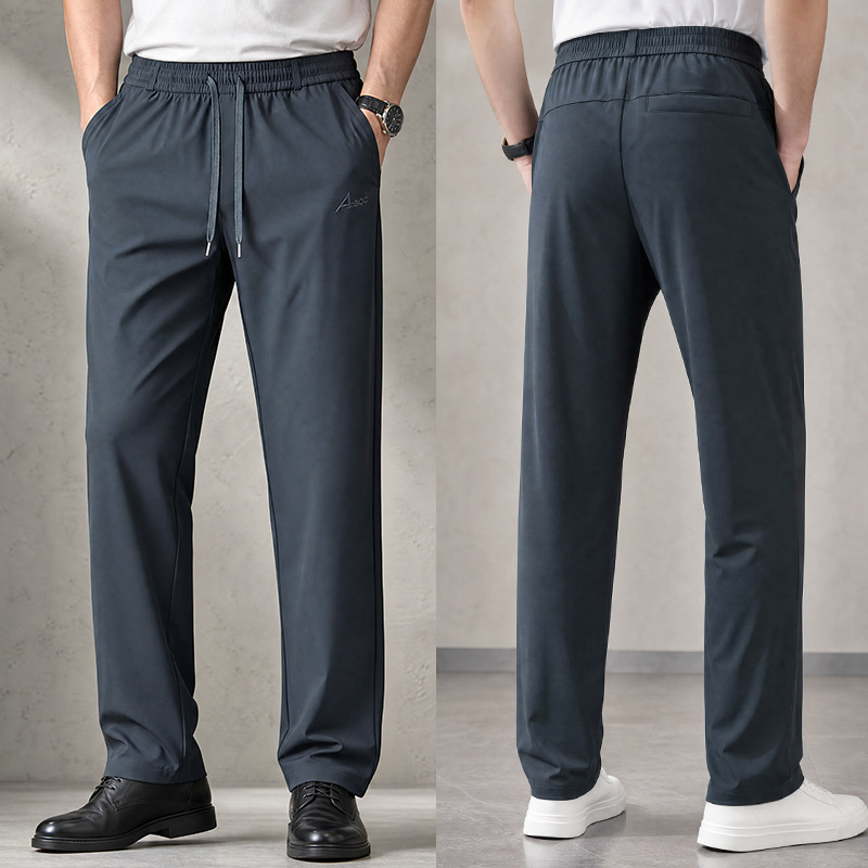 Men's Autumn and Winter Fleece-Lined Casual Pants, Thickened Elastic Waist Straight-Leg Pants, Plus Size Quick-Dry Sports Jogging Pants, Factory Wholesale