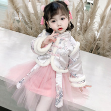 女童漢服秋冬嬰兒周歲禮服加絨套裝喜慶唐裝冬裝中國風小童拜年服
