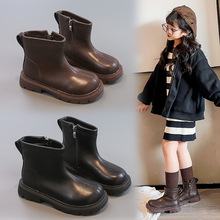 儿童小皮靴2025年秋季爆款英伦风女童马丁靴时尚韩版男童纯色单靴