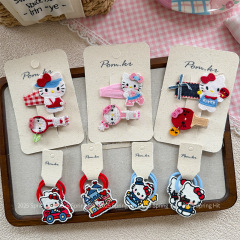 韓国系の新型のかわいいアニメkt猫の創意的な動物の刺繍の女の子の甘い布芸のヘアピンは髪の輪のカードを傷つけません。