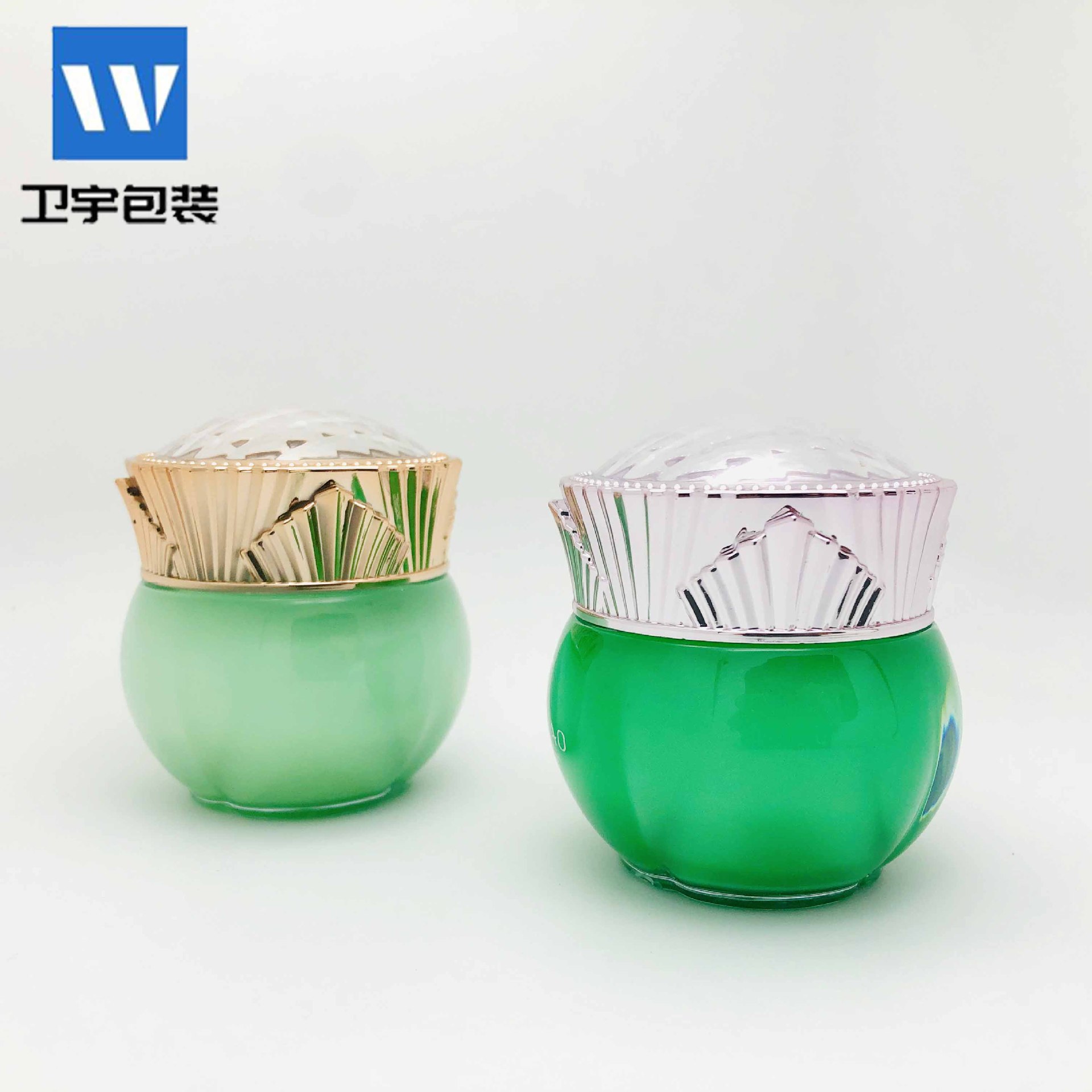 厂家发货翡翠绿透绿玻璃膏霜瓶化妆品包材小样瓶10g/15g/20g