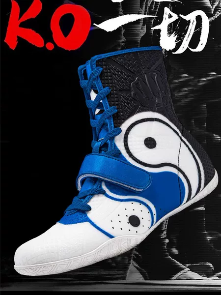 Fashionable boxing shoes for men, specialized shoes for fighting competitions and Sanda, wrestling training shoes, men's high-top free combat shoes, new model