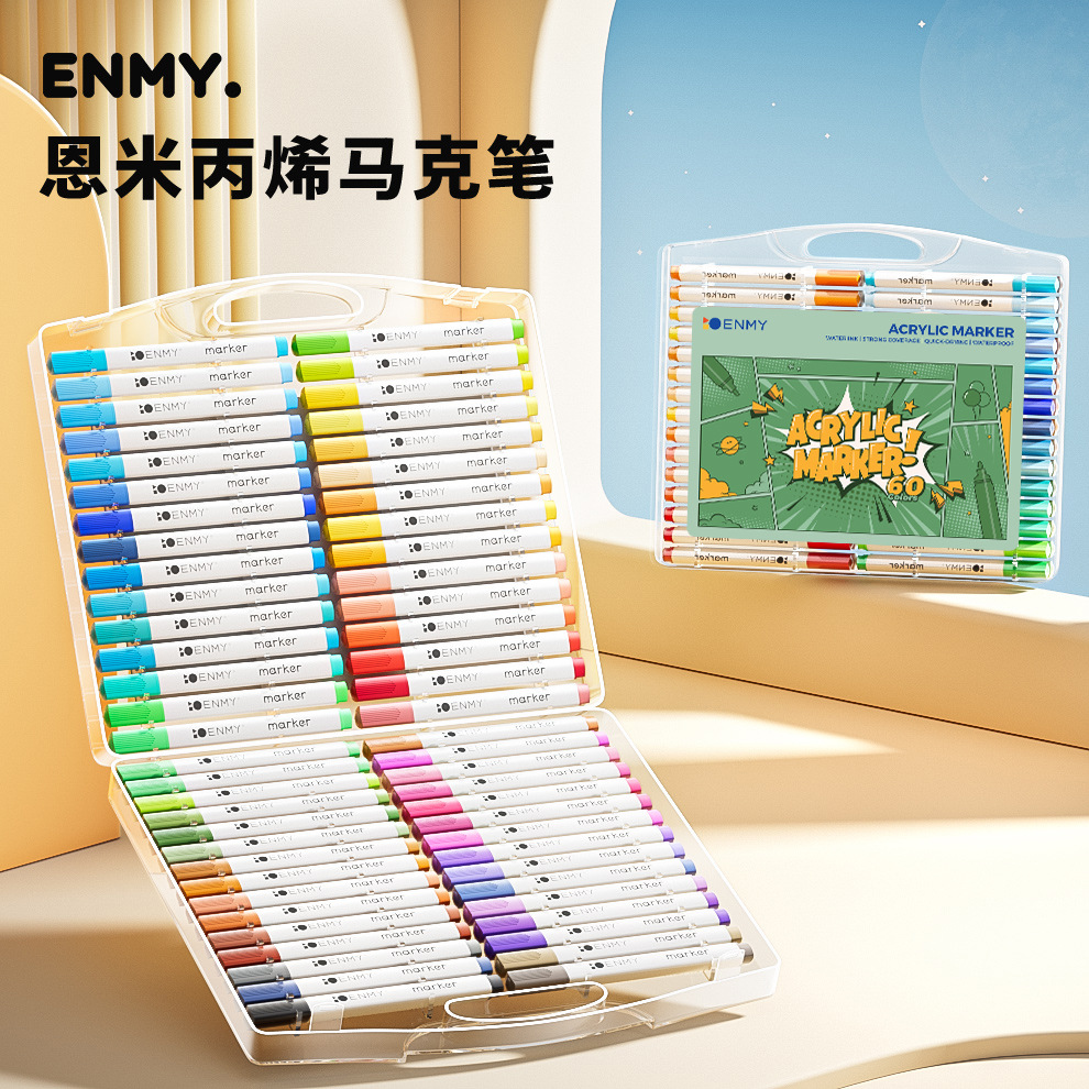 Marcadores acrílicos opacos Enmi, versión comercio exterior, para niños y estudiantes, colores apilables a base de agua