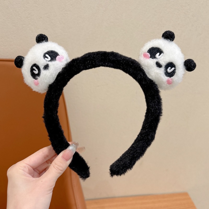 Caricatura encantadora para niños oso nuevo otoño invierno niñas peluche prensar el cabello banda de cabello no estrangulación cabeza cabeza alta cabeza