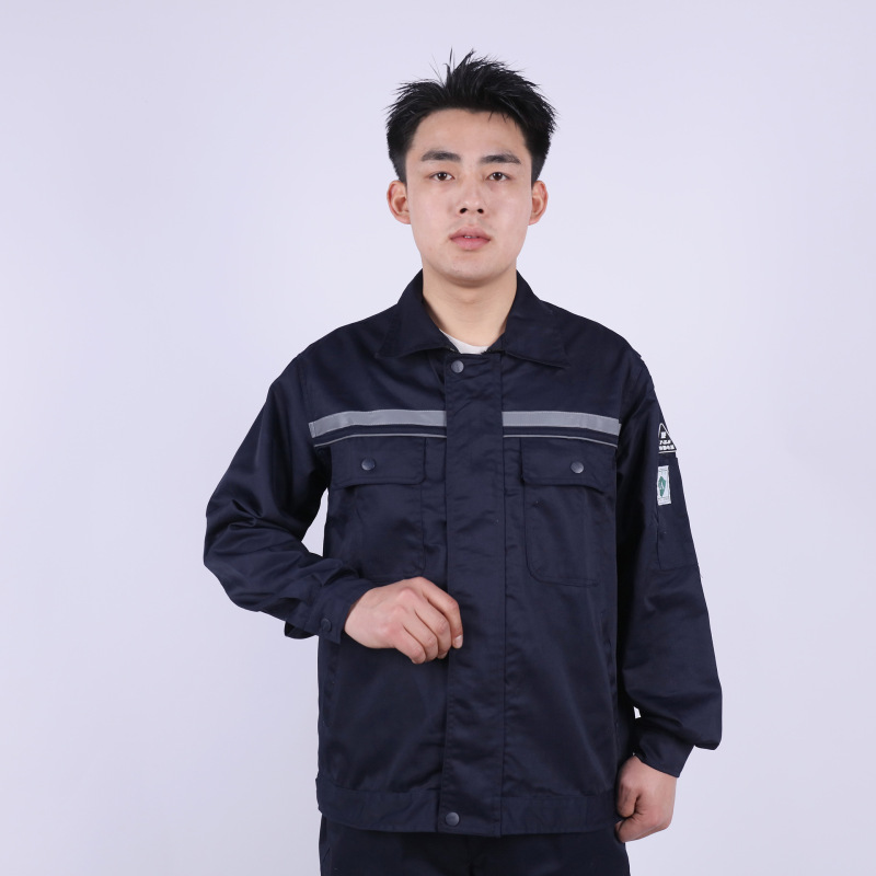 春秋用長袖帯電防止作業服セット メンズ ガソリンスタンド 石油 電子工場 化学工場 労働保護服 カスタムトップス|undefined