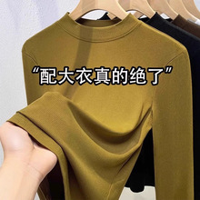 莫代尔小立领春秋打底衫女2025新款秋冬内搭时尚长袖t恤洋气上衣