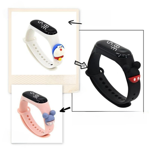 2024 New LED Cartoon Character Electronic Watch Creative Student Plastic Waterproof Bracelet Children Touch Control Watch