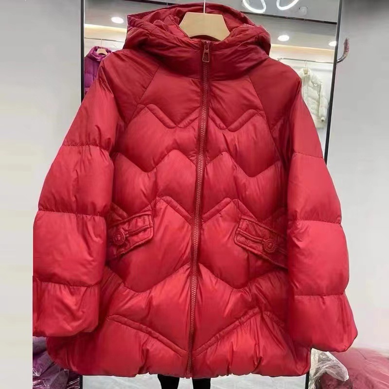 高級軽量ダウンジャケット レディース 2025年冬新作 ミドル丈 おしゃれ ゆったり 着痩せ効果 ホワイトダックダウン 太め体型向け 大きいサイズ