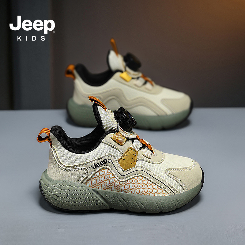 Jeep儿童运动鞋2025秋季新款老爹鞋中大童防水革面跑步鞋男童潮鞋|undefined