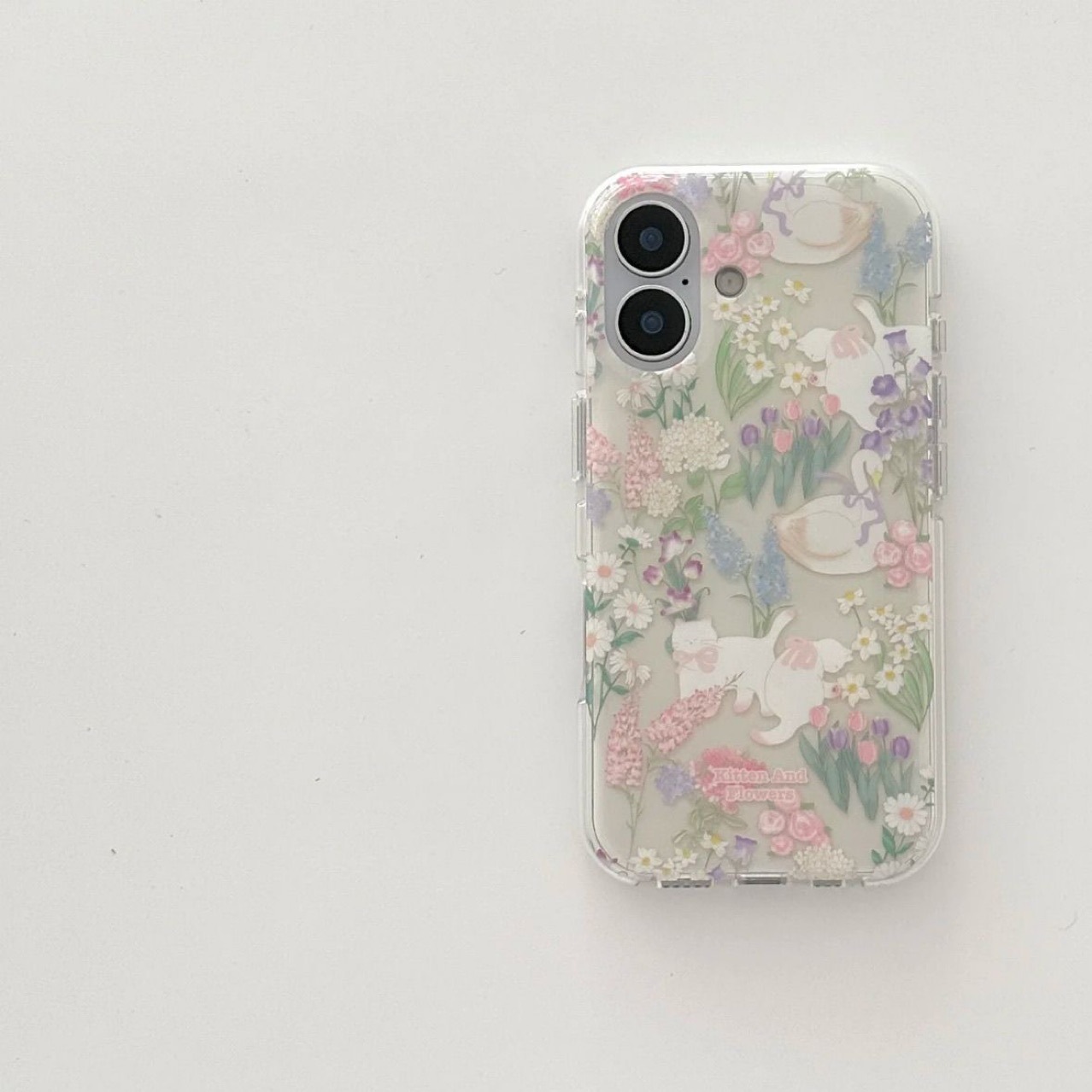 Pequeño gato de flores frescas para Apple 16ProMax funda para teléfono móvil cadena 15Pro 14 verano 15PM nuevo 14P