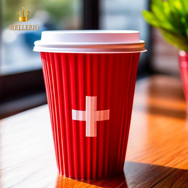 一次性咖啡杯7  8  12盎司瓦楞杯凹凸版甘蔗渣杯子