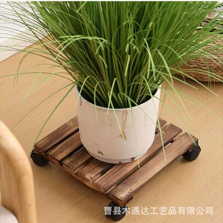 木质可移动花盆底座桌面小盆栽放置架实木圆形花架花盆摆件装饰架