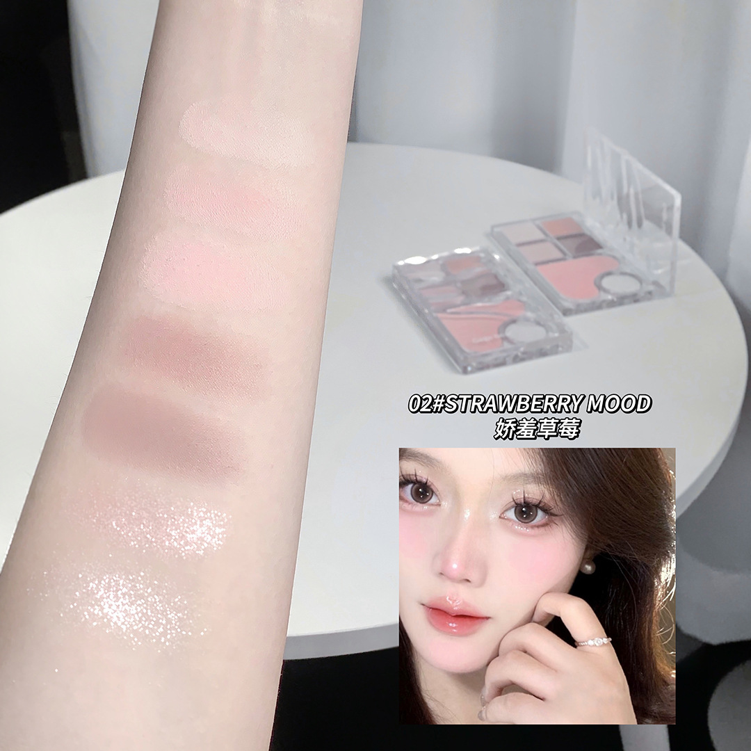 Gege bear light shadow eye shadow integral blush matte eye shadow blush en un disco maquillaje cosmético al por mayor
