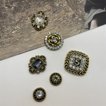 原创镶钻玫瑰合金复古饰品配件巴洛克小香风个性服饰纽扣鞋花材料