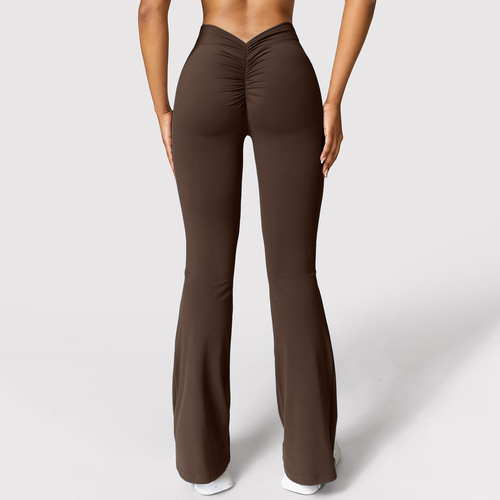 European and American Amazon Seamless Flared Yoga Pants Women's High-Waisted Hip-Lifting Leggings for Sports and Fitness