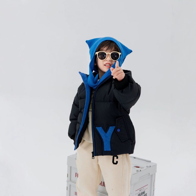 Boys' New Winter down Jacket, Girls' Thickened Warm Cute Simple Fashionable Casual Puffer Jacket for Young Children