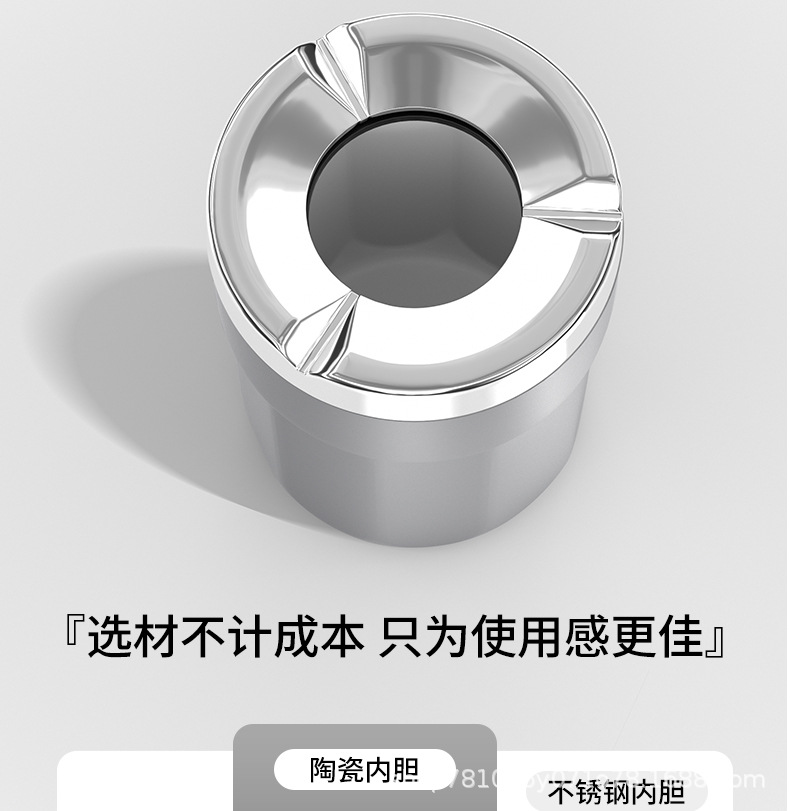 2026 New Model Car Ashtray with Rotating Anti-Ash-Spreading Design for Home, Living Room, Office, Creative Smoke Extinguishing with Ceramic Inner Liner