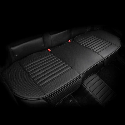 charcoal full leather small three-piece car: Seat cushion, seat cover - black-half-pack-without-bamboo-charcoal-back-row