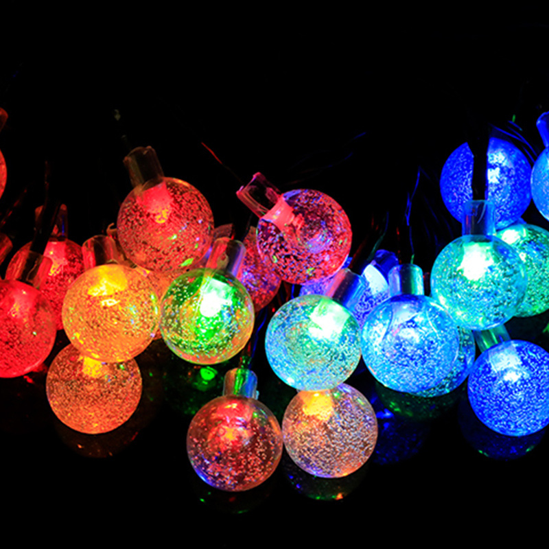 LED Bola de burbuja solar Cadena de luz bola de cristal gota de agua estrella de cinco puntas decoración de vacaciones de Navidad al aire libre a prueba de agua luces de colores