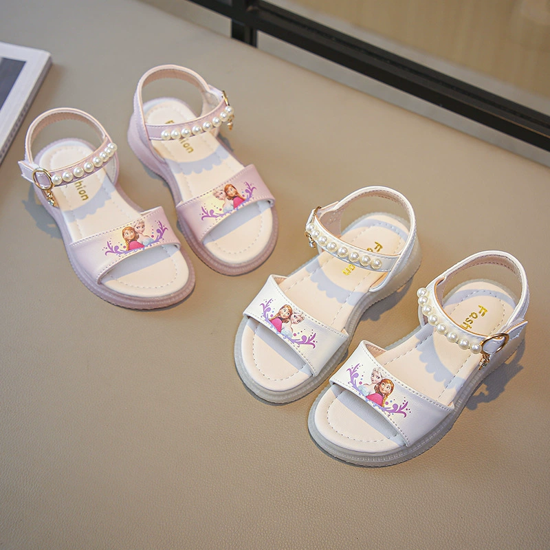 Сандалии для девочек с открытым носком и летней новой детской обувью 2023 года для больших детей и маленьких девочек Обувь Aisha Princess