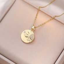 项链女 跨境太阳花小众原创设计钛钢项链气质小红薯同款锁骨项链