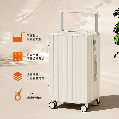 Wide Handle Luggage 20-inch Carry-on Password Box 24-inch Large Capacity Travel Case Swivel Wheels Silent Wheel Suitcase