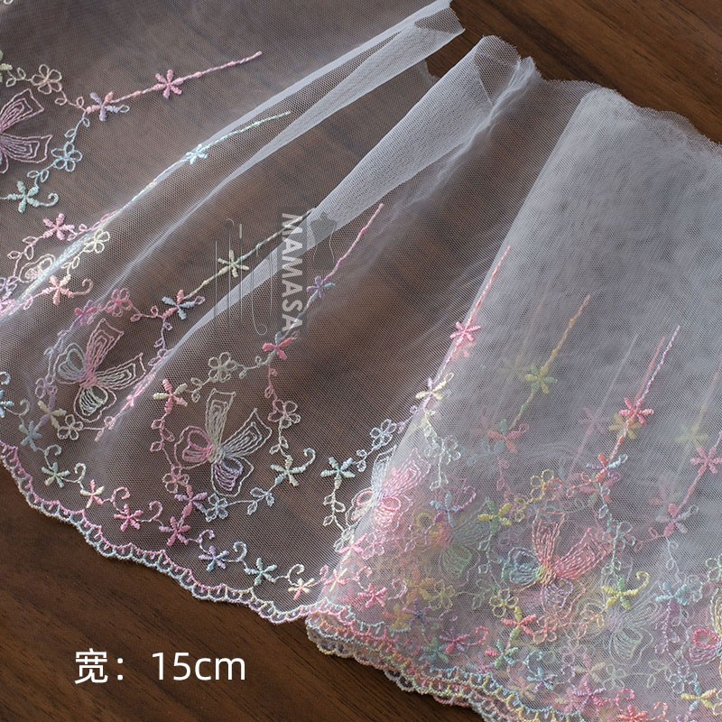 Alta calidad dopamina sueño bordado colorido hilo de malla encaje DIY mano lolita ropa tela accesorios para el cabello