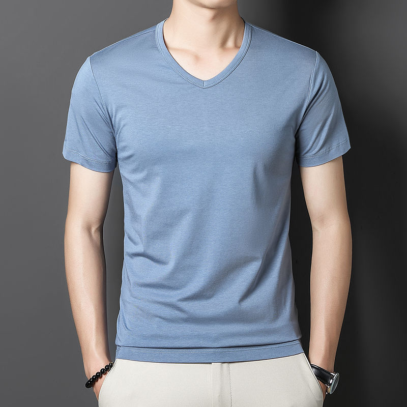 V-neckline, with short sleeve