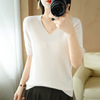 Spring new pattern V-neck Short sleeved Cashmere sweater lady Easy Large Thin section jacket wool Sweater Exorcism