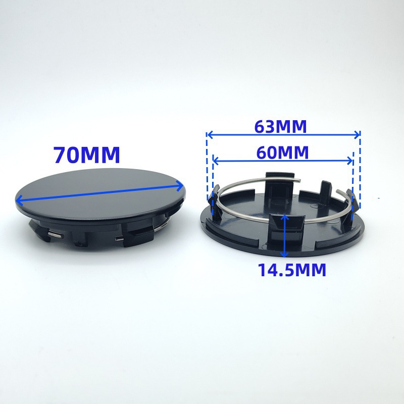 Suitable for Wheel Hub Modification, Outer Diameter 70mm, Flat Wheel Cover, Black Electroplated, Universal Cover for 60-63mm Wheels