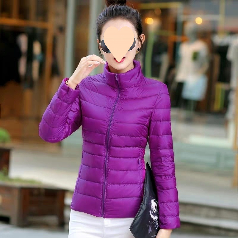 여성용 스탠드 칼라 보라색