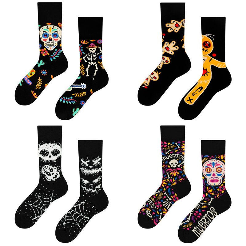 Cross-Border New Creative Ins Skull Ab Trendy Socks Asymmetrical Mandarin Duck Socks Cotton Street Mid-High Couple Socks