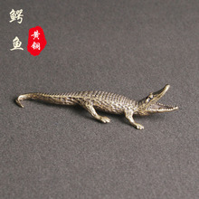 做旧纯黄铜鳄鱼桌面摆件线香创意香插古玩杂项茶宠摆饰老铜器批发