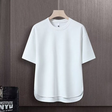源头厂家男装2025季新款男士高档纯色T恤短袖百搭圆领宽松半袖潮
