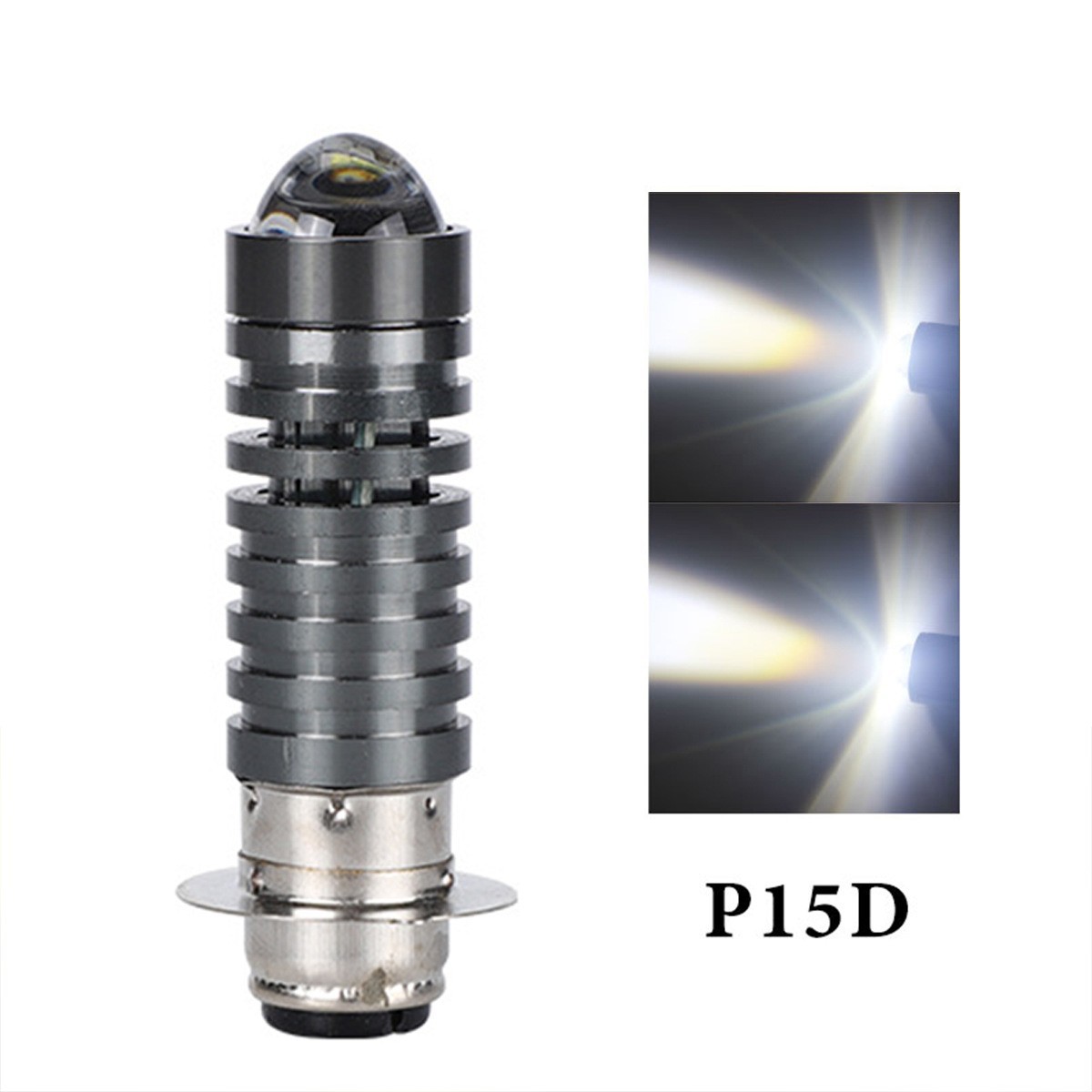 Cross-Border Hot Selling Led Motorcycle Headlight Fisheye Light Small Steel Cannon P15D H6 Yellow and White Two-Color Electric Car Headlight