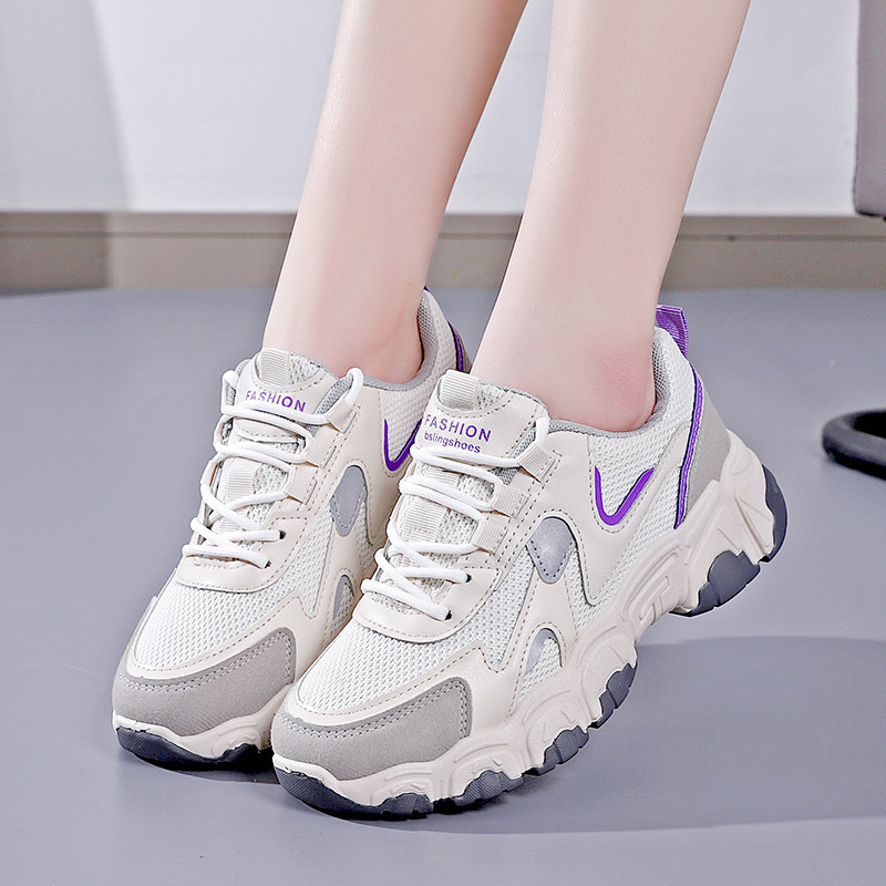 Spring new women's sports shoes, fashionable, breathable, lightweight, non-slip, wear-resistant, casual sports shoes, flat shoes_voghion.com