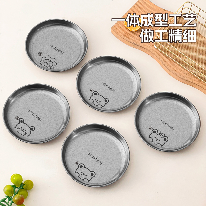 純チタンディスク家庭用古い洋食プレートステーキ調理スナックプレート屋外キャンプピクニック漫画バーベキュープレート|undefined