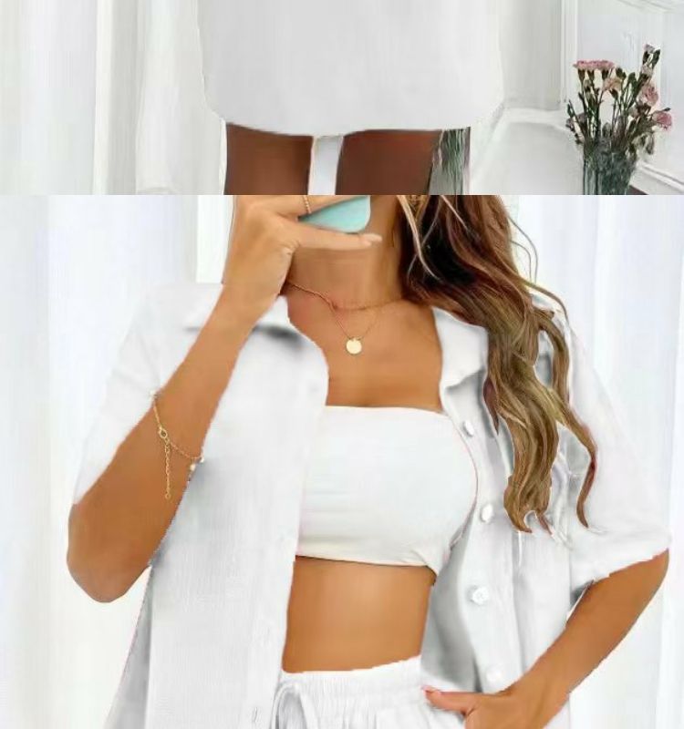 Casual Women's Shorts Set Two Piece Solid Colour Summer Outfit_voghion.com