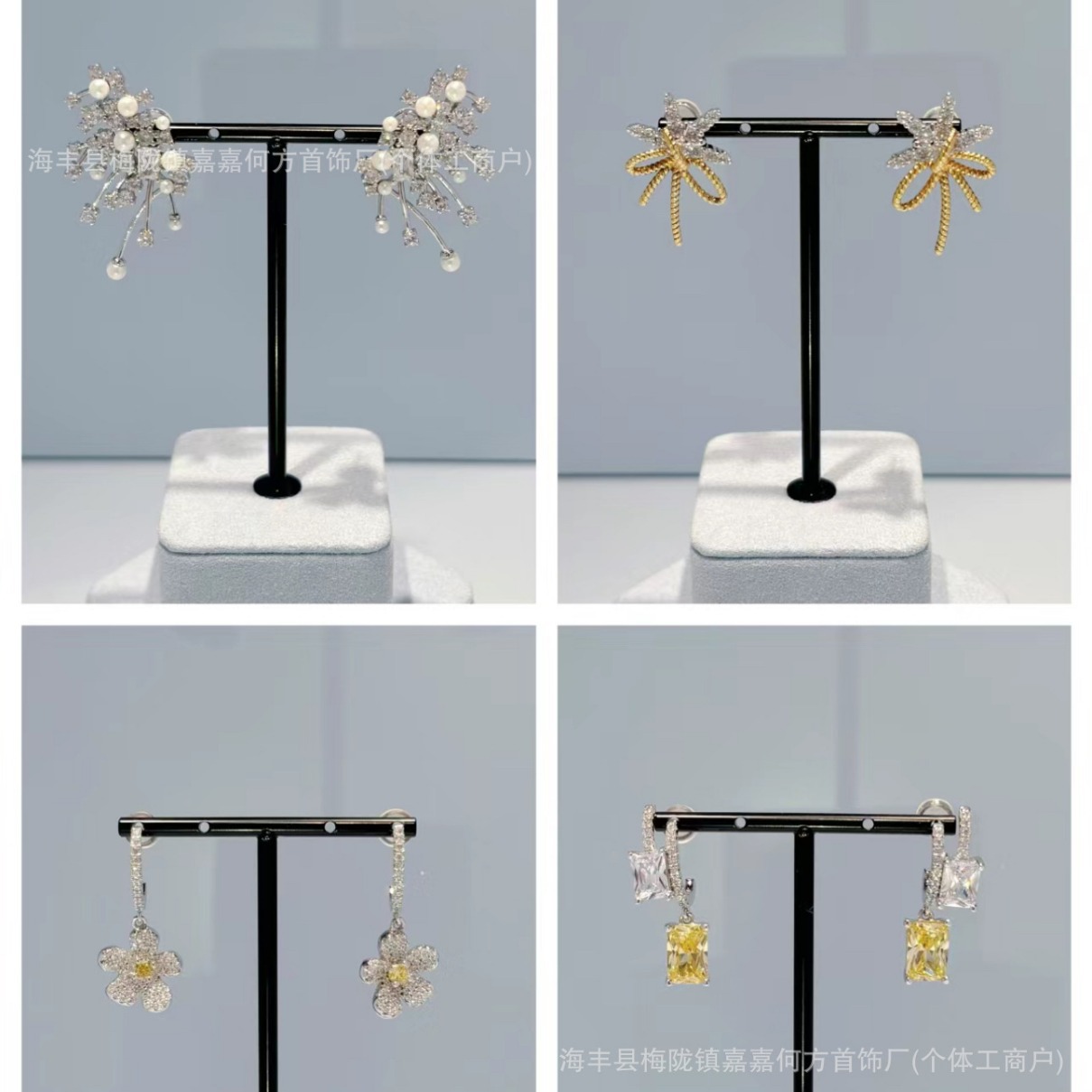 HEFANG Where Ribbon Snow Earrings Niche Light Luxury Advanced Design Earrings Women's Gift Factory Outlet