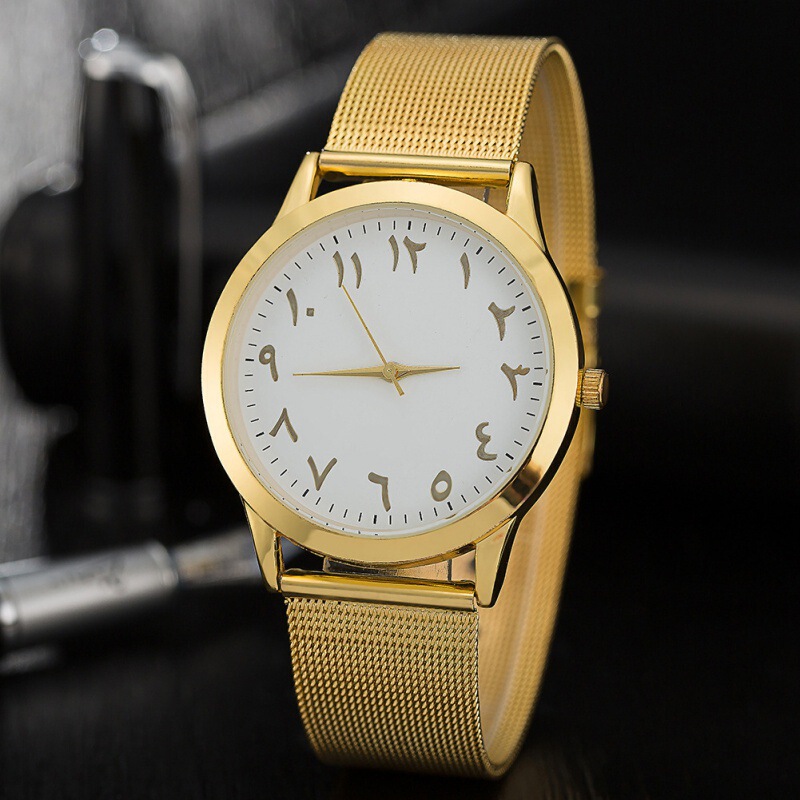 New Womage Simple Mesh Strap Watch Fashionable and Atmospheric Watch Personalized Scale Dial Gold Case Spot Wholesale