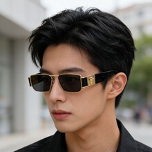 2026新款跨境太阳镜潮流嘻哈热销高级感墨镜户外凹造型防晒眼镜男