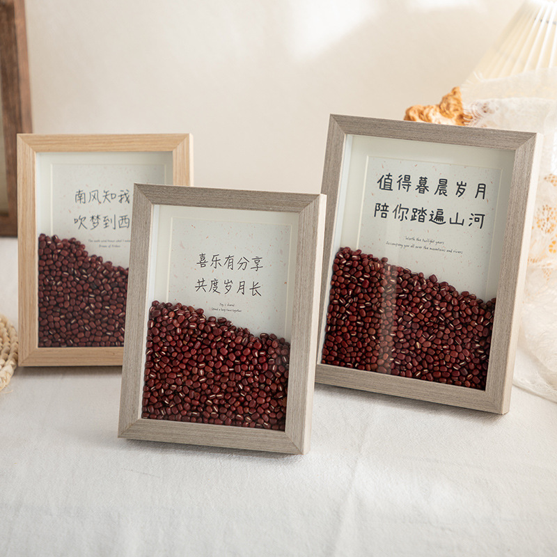 Custom Red Bean Hollow Photo Frame Set Table Valentine's Day Gift Stereoscopic Picture Frame Couple diy Acacia Bean Handmade Photo Frame Custom Red Bean Hollow Photo Frame Set Table Valentine's Day Gift Stereoscopic Picture Frame Couple diy Acacia Bean Handmade Photo Frame