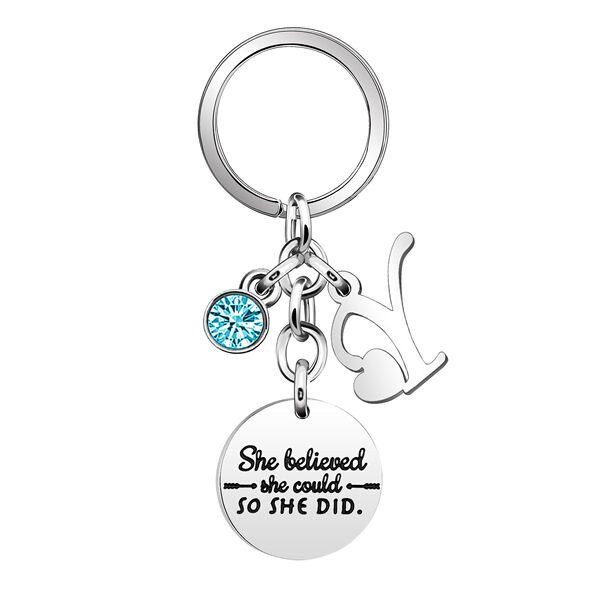 Blue keychain stainless steel