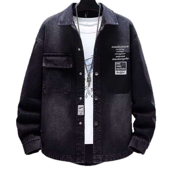 Giacca camicia in jeans da uomo stile minimalista casual ampio_voghion.com