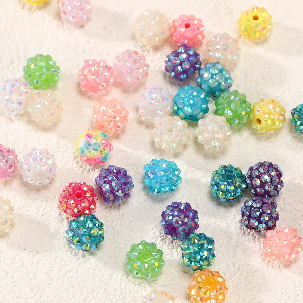 厂家彩色脂钻球球 混色diy钻球珠子手串钥匙链挂件耳环饰品配件