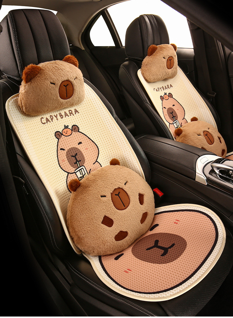 Kapibala Car Seat Cushion, Universal for All Seasons, Cute Half-Pack Seat Cushion Cover, Women's Rear Seat Cover, Single-Piece Seat Cover