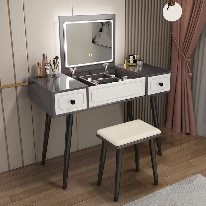Nórdico blanco red red comedor dormitorio pequeño armario tabla plegable espejo escondido inteligente simple lámpara LED