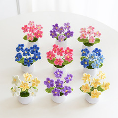 Handmade flower finished forget-me-not artificial flower small potted home decoration ornament creative gift wool knitted flower
